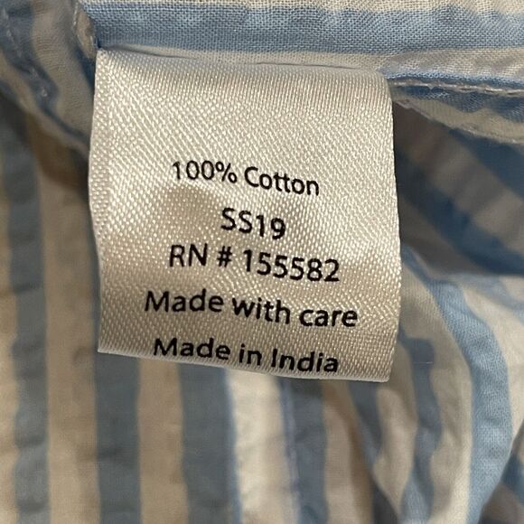 Huckberry Corridor New York Striped Seersucker Shirt Size Large L Short Sleeve - Picture 8 of 10